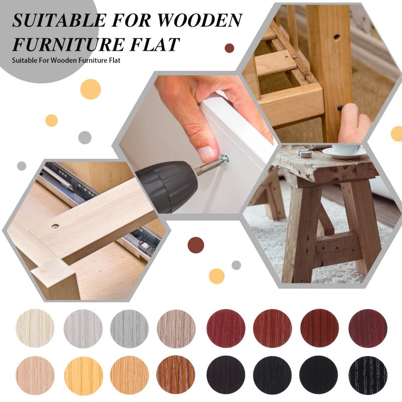 Epakh 864 Pieces Screw Covers Wood Stickers for Furniture, 0.83 Inch Screw Hole Stickers Waterproof PVC Cover Caps Adhesive Wood Grain Stickers for Screw Holes Wall Cabinets Bookcase Desk (Multi Color) - Image 4